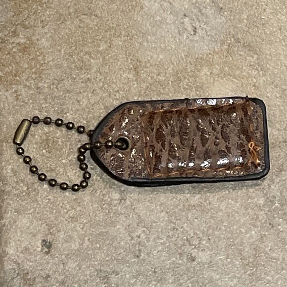 COACH Brown Leather Hang Tag Purse Handbag Charm Fob 1x2 in. - Picture 4 of 5
